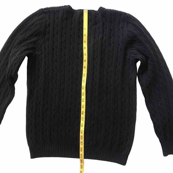 VTG Y2k Eddie Bauer Women L V-Neck L/S Heavy Cotton Cable Knit Sweater Fisherman - Picture 10 of 10